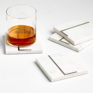 NWT Crate&Barrel Marble ‘L’ Monogram Coasters